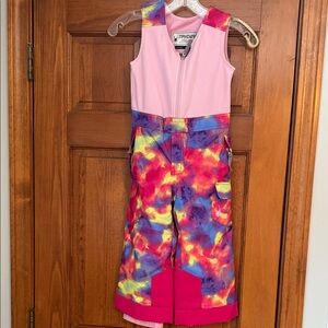 NWT Kids Spyder Jacket and Bib Pants, size 4, Pink and Multicolor